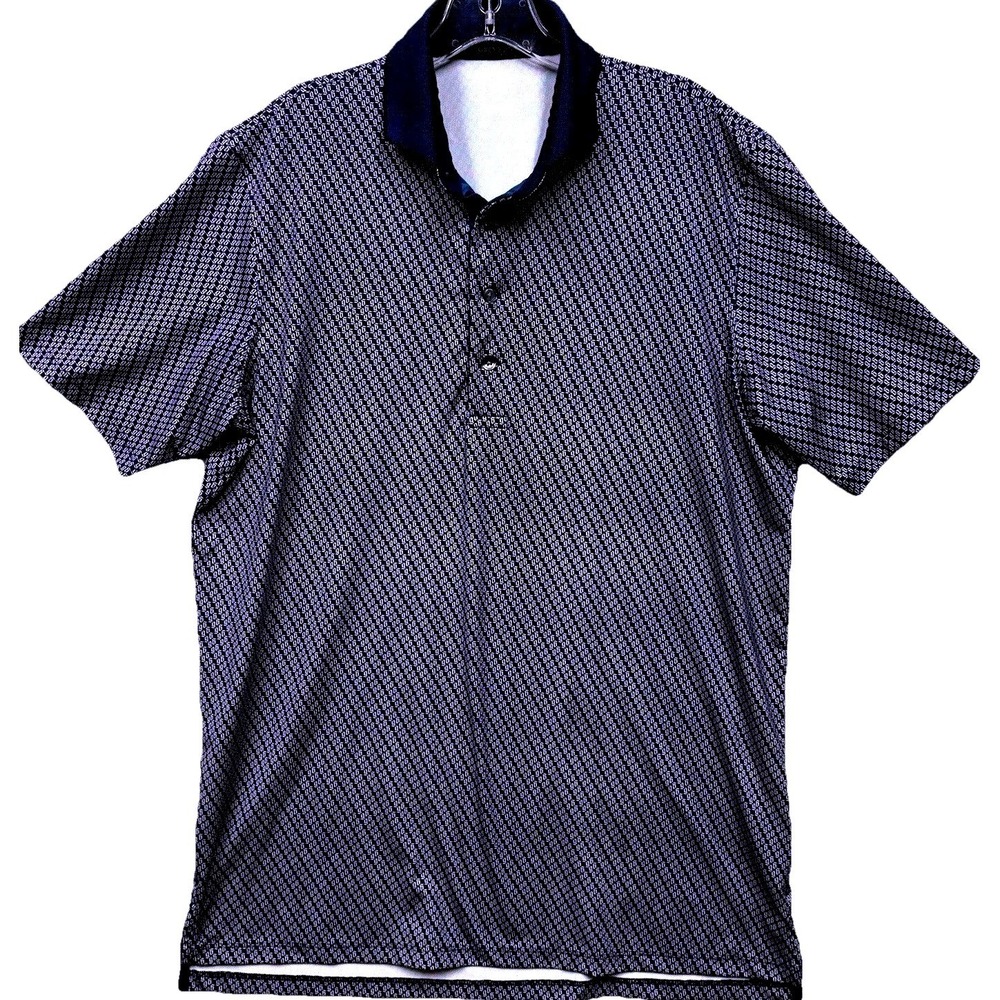 Greyson Clothiers Mens Navy Monogram G Print Performance Golf Polo Shirt Size M
